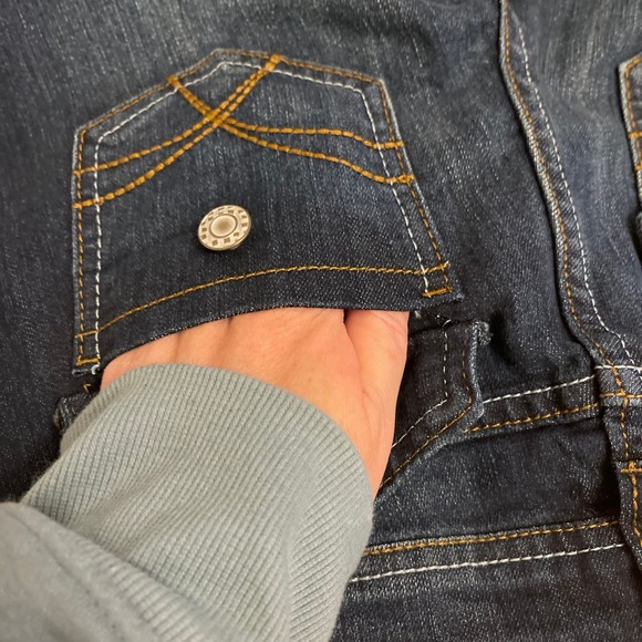 So womens bootcut jeans sz 5 mid rise flip pocket dark wash cowgirl rodeo Y2K - Picture 12 of 12